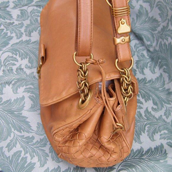 Bottega Veneta Intrecciato Cognac Leather Shoulder Bag - Picture 11 of 16